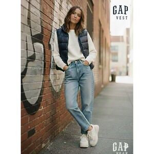 GAP Navy Blue Shiny Puffer Jacket Coat XS Gorpcore Streetwear ‎ Quilted Layer
